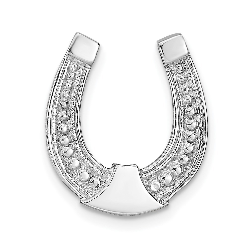 14k White Gold Equestrian Horseshoe Chain Slide Necklace Charm Pendant